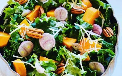 Persimmon, Pecans and Kale Salad