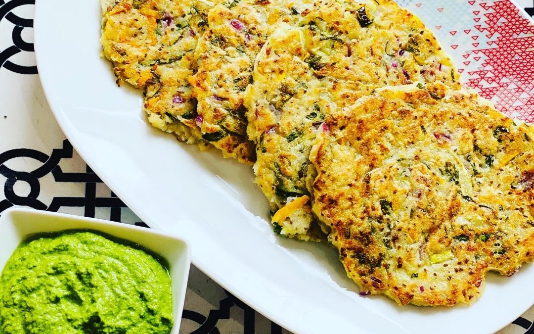 Vegetable Pancakes with Green Chutney